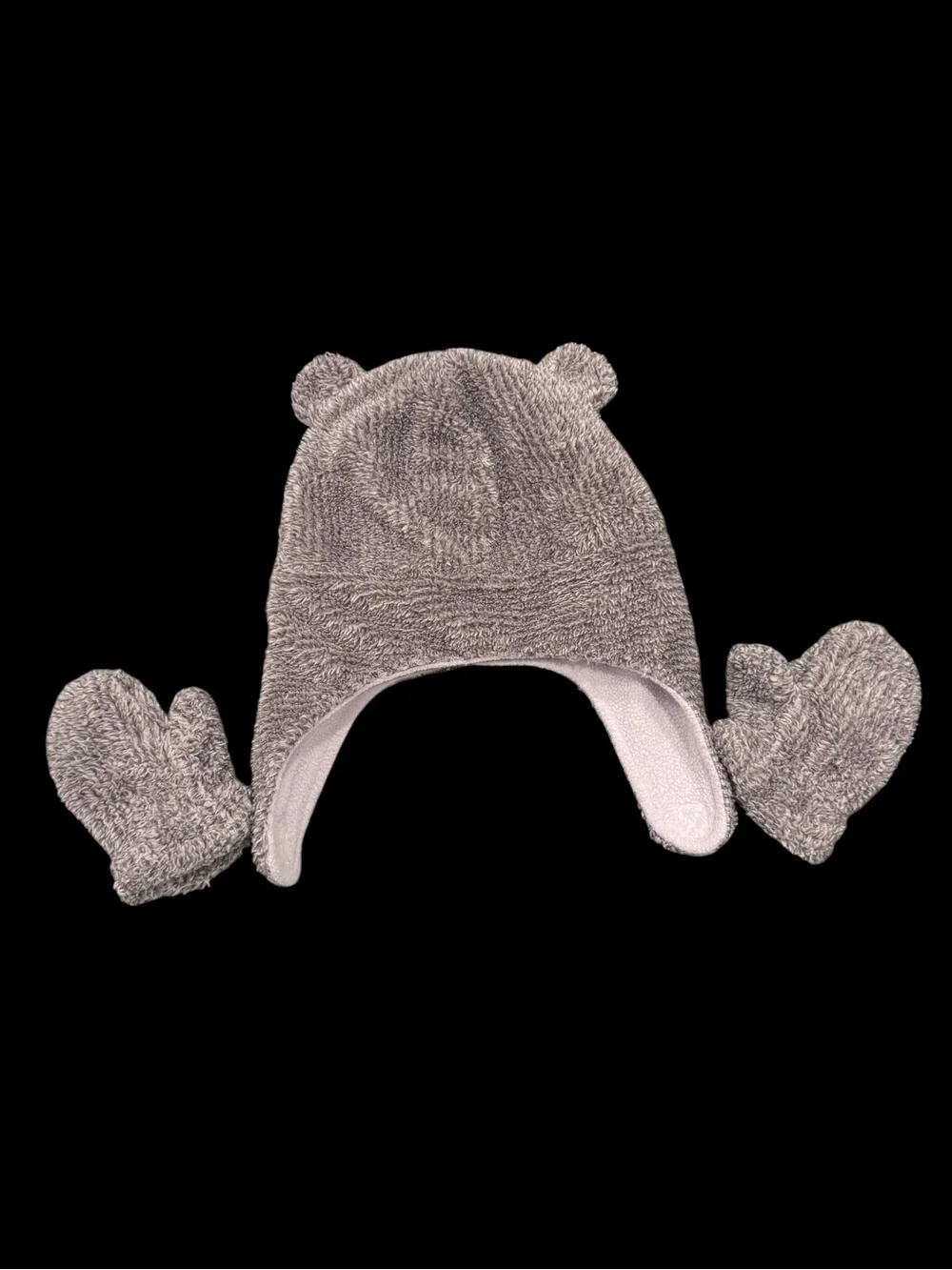 Carter’s Warm & Cozy Gray Bear Ear Toddler Hat and Mittens Set